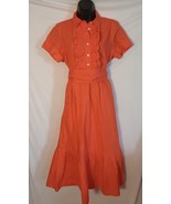J Crew NWT Women&#39;s Size 4P Bright Orange Ruffley Midi Dress - £58.91 GBP