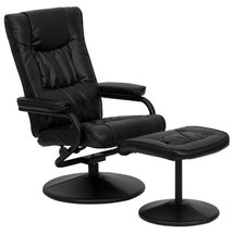 Black Faux Leather Recliner Chair with Swivel Seat and Ottoman - $356.49