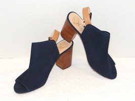 Nwob Vince Camuto Brianny Navy Blue Suede Leather Sling Back Heel Sandals Sz 9.5 - £19.63 GBP