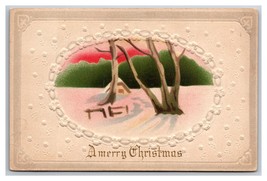 Winter Landscape Airbrushed Merry Christmas UNP Embossed DB Postcard U27 - £3.68 GBP