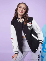 SHEIN X Hello Kitty Letter &amp; Cartoon Print Drop Shoulder Bomber Jacket XS NWT - £129.84 GBP