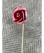 Vintage Red 3D Rose Stickpin Brooch Hat Lapel Hatpin Pin Gold Tone - €10,67 EUR