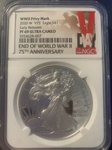 -Scarce Issue- 2020 W- American Silver Eagle- &#39;V75&#39; Privy- NGC- PF69 UC WW2  - £359.71 GBP