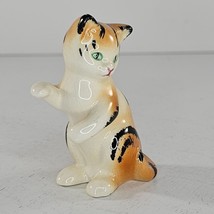 Vintage Goebel Calico Cat Figurine Sitting Up Orange Striped Cat Green Eyes - £19.31 GBP