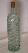 Clear Glass Bottle Diamond Lattice Pattern Cork Stopper a - £20.23 GBP