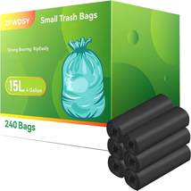 Small Trash Bags 0.6Mil Thicken 4 Gallon 15L Garbage Bags 240 Counts Tra... - £19.92 GBP