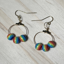 Gay Pride Rainbow Hoop Earrings - Gay Pride Rainbow Bead Earrings - £25.07 GBP
