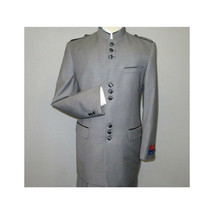 Mens Apollo  King  Banded Collarless suit Chinese Mandarin Wide leg AG93 Gray image 2