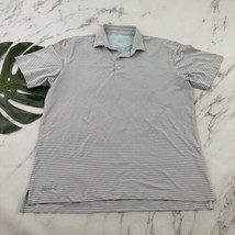 Johnnie O Mens Polo Shirt Size L Light Blue Red Striped Short Sleeve Hoover Cay - £22.54 GBP