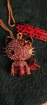 New Betsey Johnson Necklace Cat Mermaid Rhinestones Cute Decorative Collectible - £12.08 GBP
