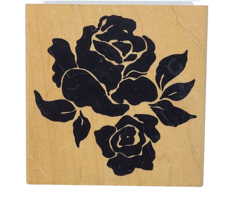 Roses 3 1/4" Wood Mounted Rubber Stamp 1994 by Posh Presents & Posh Impressions - £7.77 GBP