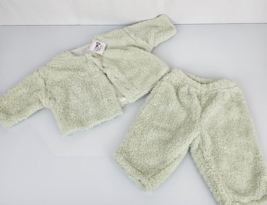 Vintage Little Giraffe Unisex Sage Green Baby Outfit Set Soft Chenille Warm 3-6 - £23.25 GBP