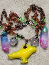   &quot;The Saffron Finch&quot; construct/mineral/enamel Choker.C.2024. - $18.00
