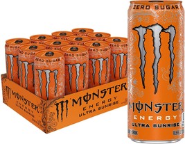 Monster Energy Ultra Sunrise Zero Sugar Energy Drinks 16 Fl Oz Cans 12 Pack - £31.96 GBP