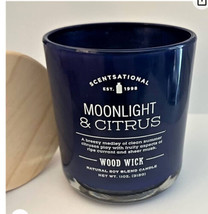 Scentsational Moonlight Citrus Candle Large Glass Jar 11 Oz  Soy Wax WoodWick - £19.64 GBP