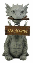 Bienvenidos Welcome Sign Dragon Garden Greeter Bobblehead Statue Faux Stone - £45.13 GBP