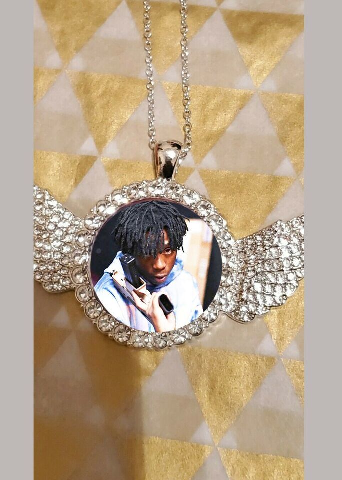 Lil Loaded rapper  necklace angel wings photo picture music memorial kee... - $17.99