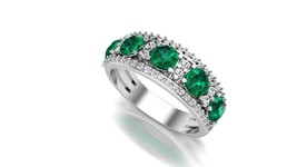 14K Gold Eternity Band November Birthstone Matching Band Ring Round Green Gemsto - £1,213.33 GBP