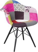 With Black Wood Legs And Patchwork A Fabric, The 2Xhome Mid Century Modern Arm - £179.85 GBP