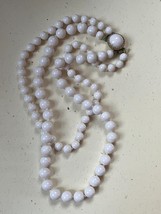 Vintage Double Strand Hand Knotted White Plastic Bead Necklace – shortest strand - £6.24 GBP