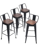 Four Counter-Height Industrial Metal Barstools (24 Inch, Black) With Swivel - £184.07 GBP