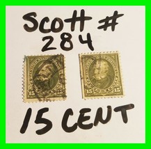 2x Scott #284 US 1898 15 Cent Clay Bureau Stamp ~ Read Description - £16.23 GBP