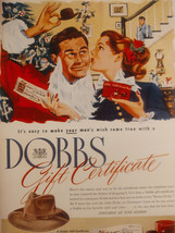 1947 Original Esquire Art Ad Advertisement Dobbs Hats Gift Certificates - £5.07 GBP