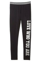 Girl&#39;s French Toast Black Elastic Leggings, Sz 4 - Love Who You Are - New! - $11.88