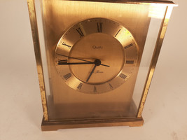 Vintage Seth Thomas Brass and Glass Presentation Dest Clock, Quartz, Runs, 162C - £20.40 GBP