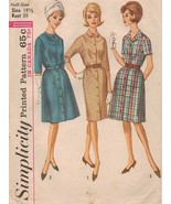 Vintage 60s Dress Housedress Front Button Sew Pattern Simplicity #5078 S... - $9.99