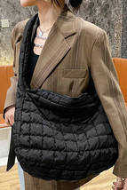 Black Quilted Zipper Large Shoulder Bag - $12.74