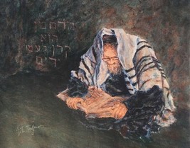 ITZHAK TORDJMAN &quot;RABBI STUDYING TORAH&quot; MIXED MEDIA ORIGINAL ON CANVAS CO... - $15,002.65 MXN