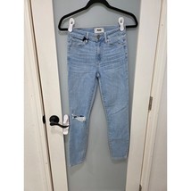 NWT Paige Hoxton Crop Jeans 24 Light Wash High Rise Ultra Skinny Distressed - $1,376.40 MXN