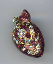 Russian  Silver Faberge Egg Pendant RED enamel finish and gems, more. - $27.67