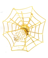 Vintage Golden Spiderweb with Clear Crystal Spider Brooch 2&quot; Diameter Si... - $1,862.86 MXN
