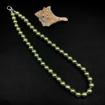 Green Shell Pearl 8x8 mm Beads Stretch Necklace Adjustable AN-137 - $12.61