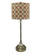 Royal Designs 28&quot; Crystal and Antique Brass Buffet Lamp with Yellow and Gold Kal - £92.97 GBP+