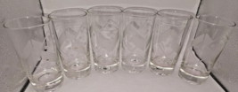 Federal Glass Set Of 6 DICE Etched Tumbler Glasses 10oz beer juice vintage clear - $14.52