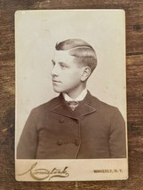 Vintage Cabinet Card. Young Man by A.B. Comstock in Waverley, New York - £10.65 GBP
