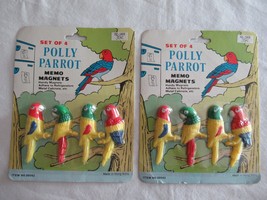 Vintage 2x Set of 4 Polly Parrot Fridge Magnets Memo Holder New NOS Hong... - $15.00