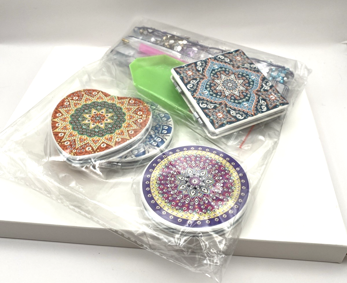 5D Diamond Painting Compact Mirror Kit Set of 4 NEW - $18.99