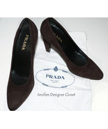 NEW PRADA heels shoes pumps 37.5 7 designer suede leather with dust bags... - $3,978.08 MXN