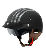 VCAN Cruiser Solid Flat Black Half Face Motorcycle Helmet with Drop-Down... - $251.96