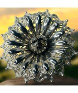 Vtg Large Silvertone Floral Chrysanthemum Filagree Brooch Pin - $19.87