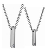 Bar Pendant Stainless Steel Necklace for Couples					 - $14.99