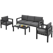 4 Pieces Outdoor Furniture Set for Backyard and Poolside-Gray - Color: Gray - £963.03 GBP