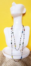 21&quot; Multicolor Beads Silver Toned BOHO Necklace w/Box Multiply Lengths - £4.77 GBP