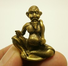 Chuchok miniature Poo choochok Thai mini brass amulet Buddha enemy talisman real - £24.42 GBP