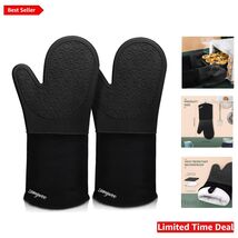 Extra Long 14.6" Silicone Oven Mitts - Heat Resistant &amp; Non-Slip for Safety - $34.60