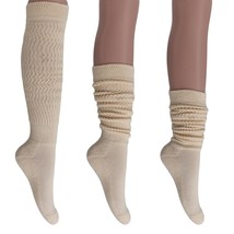 AWS/American Made Cotton Slouch Boot Socks Shoe Size 5 to 10 (Ecru 3 Pair) - £13.90 GBP